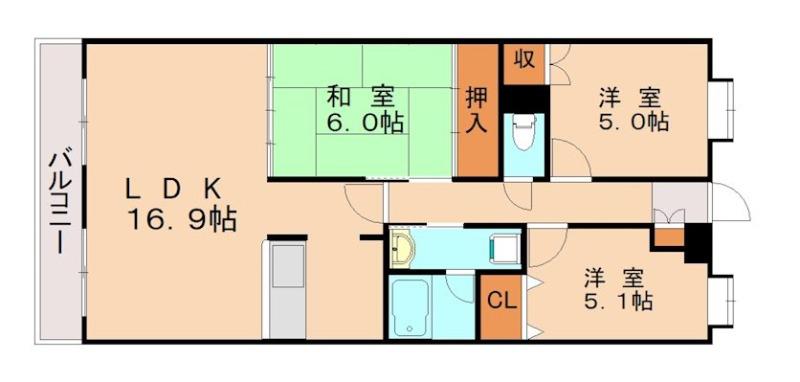 トーレグランデ(3LDK/5階)の間取り写真
