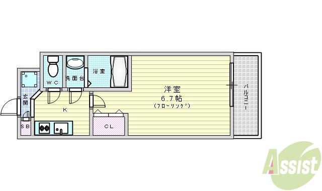 レジディア新大阪(1K/13階)の間取り写真