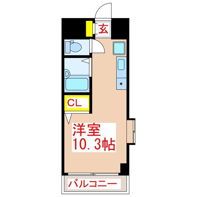 グリンビュー武(ワンルーム/2階)の間取り写真