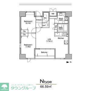 グラン・アベニュー栄(2LDK/13階)の間取り写真