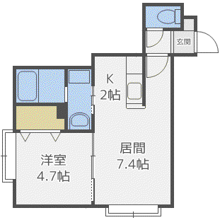 ヴィヴァーチェII(1LDK/2階)の間取り写真