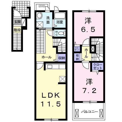 プリムローズK・III(2LDK/2階)の間取り写真