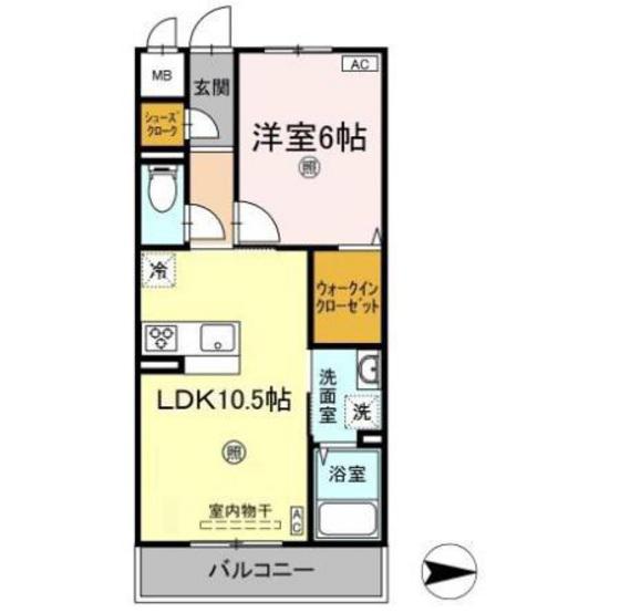 ル・サンティ―ユ(1LDK/2階)の間取り写真
