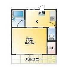 ミロクハイツII(1K/2階)の間取り写真