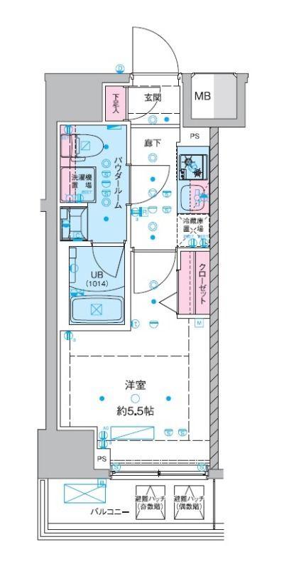 ジェノヴィア西川口III(1K/4階)の間取り写真