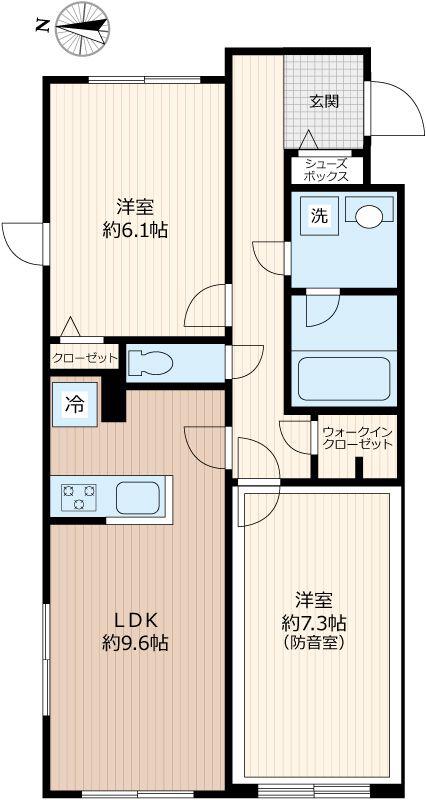 LIBERTE沼袋(2LDK/1階)の間取り写真