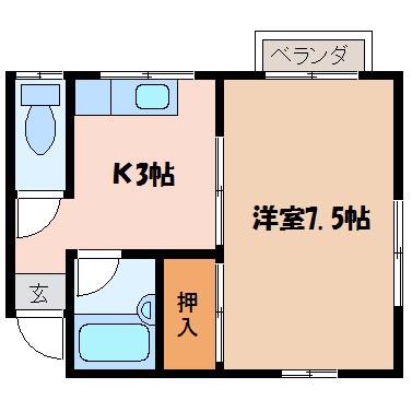 コーポ平林(1K/1階)の間取り写真