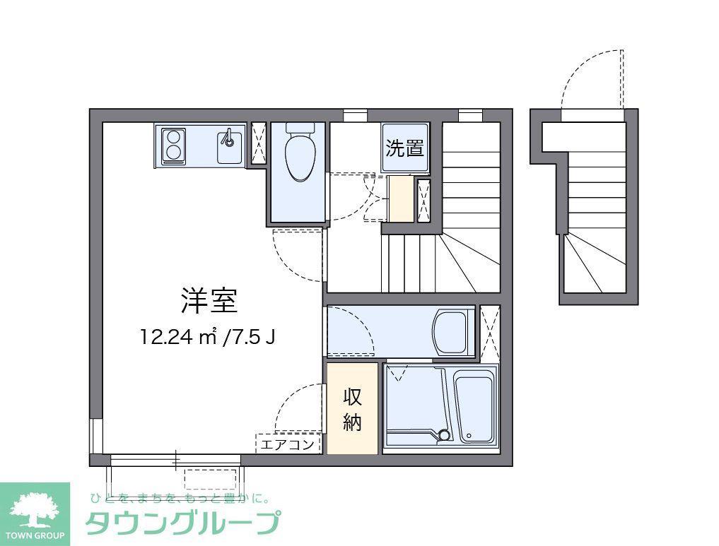 クレイノ静(ワンルーム/2階)の間取り写真