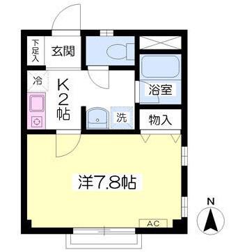 オーハイツ(1K/2階)の間取り写真