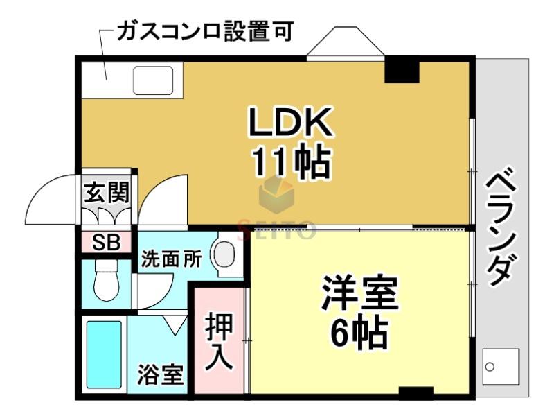 ビルド南豊中(1LDK/3階)の間取り写真