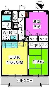 アネックスけやき通(2LDK/3階)の間取り写真