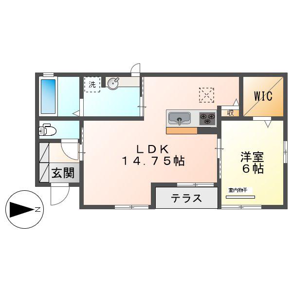 クレインA棟(1LDK/1階)の間取り写真
