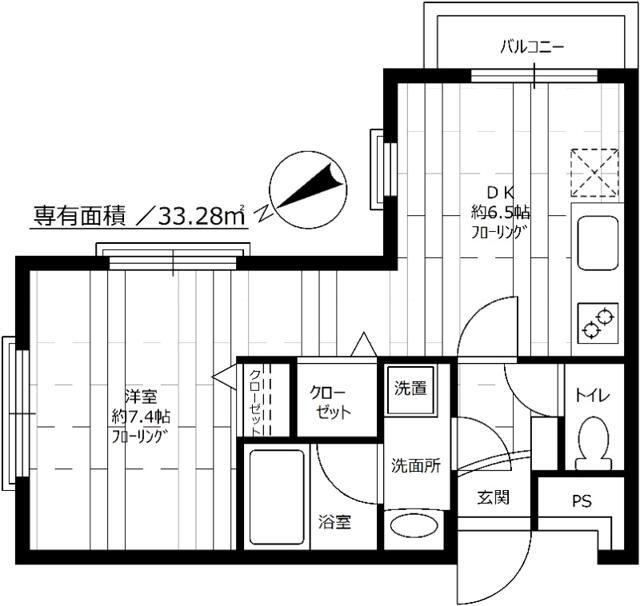 LIS BLANC SEIJO(ワンルーム/2階)の間取り写真