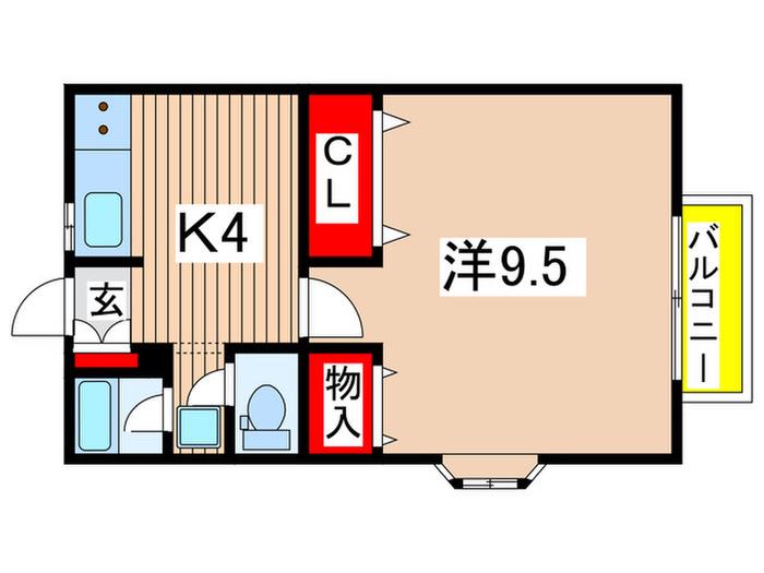 セルシオ蒲町II(1K/1階)の間取り写真