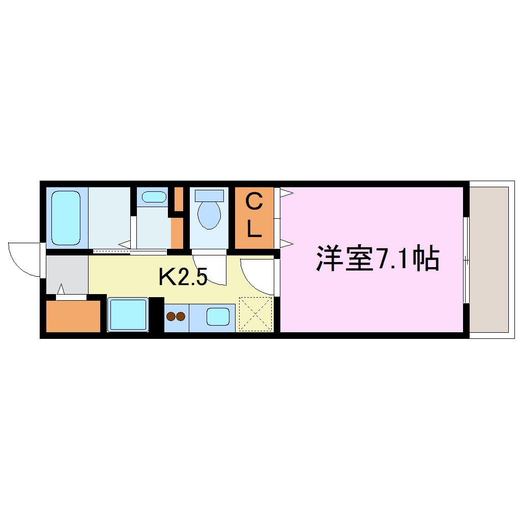 メゾン皐月(1K/1階)の間取り写真