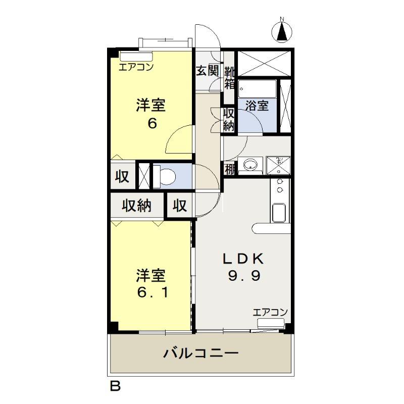 カーサフィオーレ西市駅前(2LDK/5階)の間取り写真