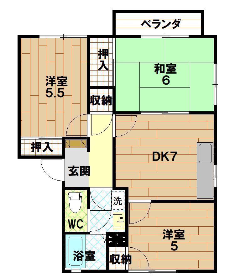 メゾン高尾(3DK/2階)の間取り写真