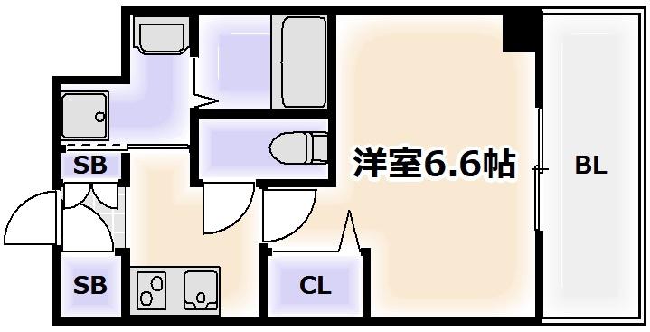 プレデコート北田辺(1K/2階)の間取り写真