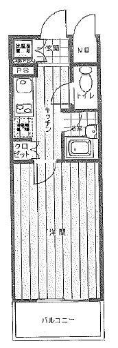 ルーブル高田馬場(1K/5階)の間取り写真