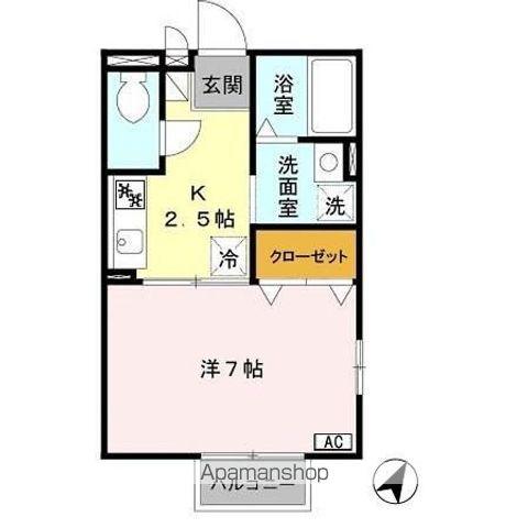 アミティエ山本(1K/2階)の間取り写真
