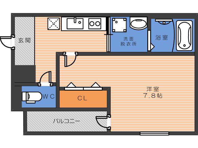 フジパレス今川駅東III番館(1K/2階)の間取り写真