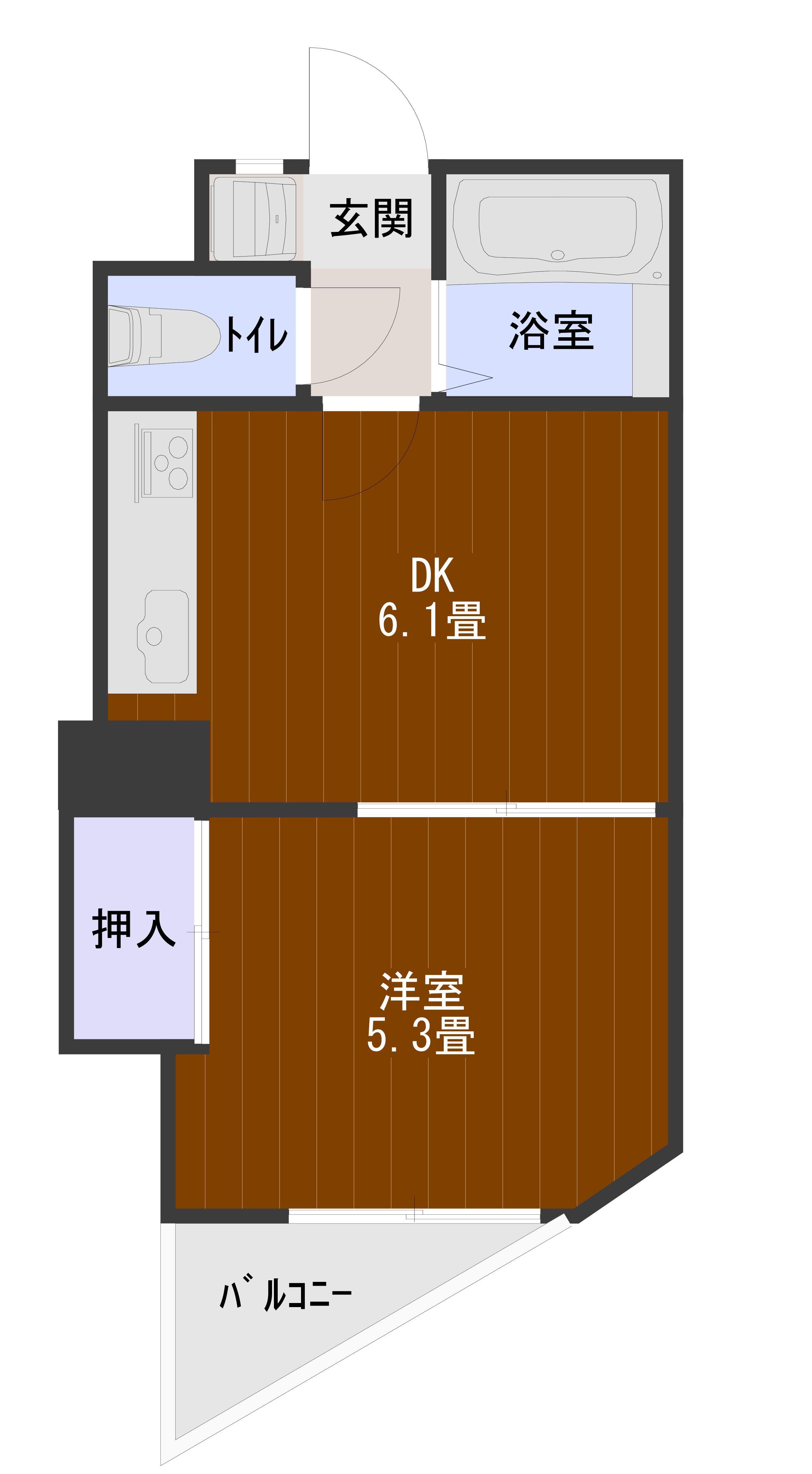 田雑ビル(1DK/2階)の間取り写真