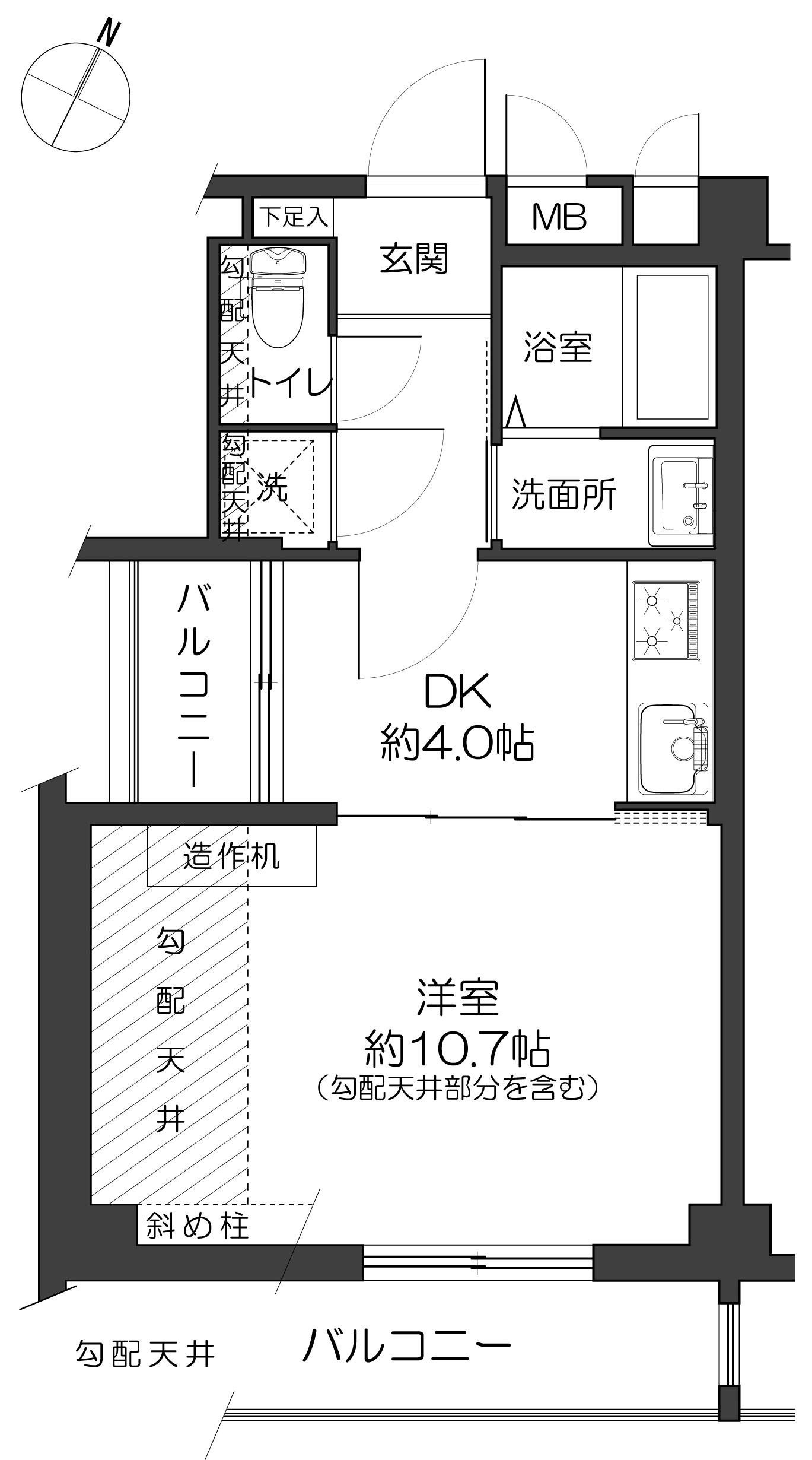 メープル岩屋(1DK/5階)の間取り写真