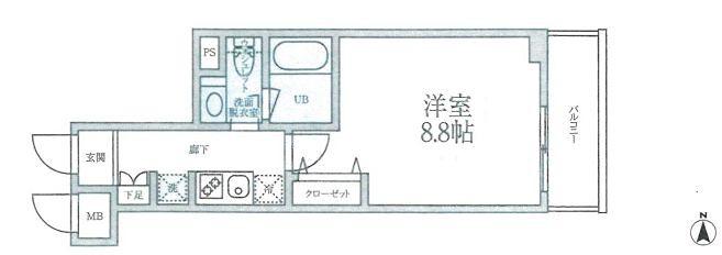 アーバンコート大岡山(1K/5階)の間取り写真