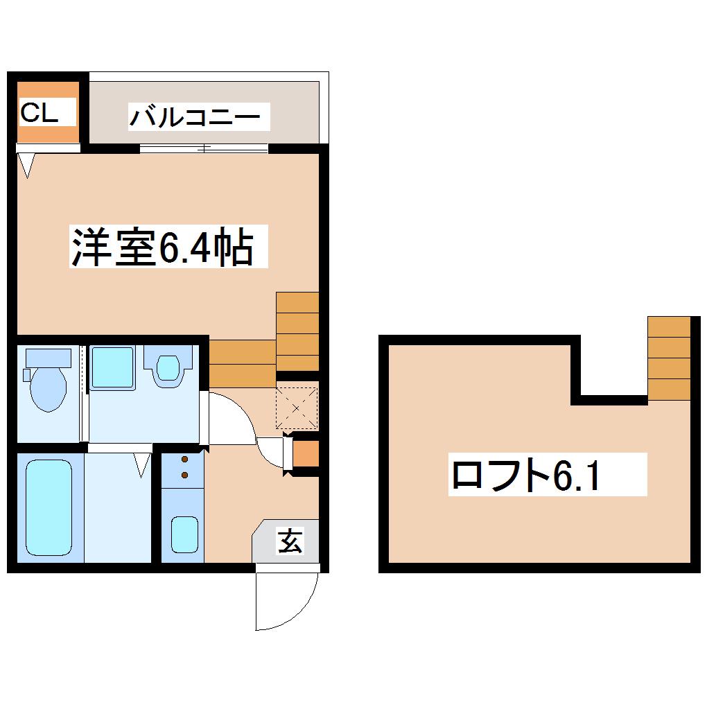 ハーモニーテラス五輪V(1K/2階)の間取り写真