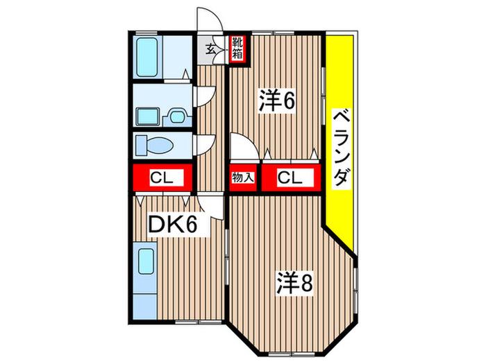 CASA INOUE DUET(2DK/2階)の間取り写真
