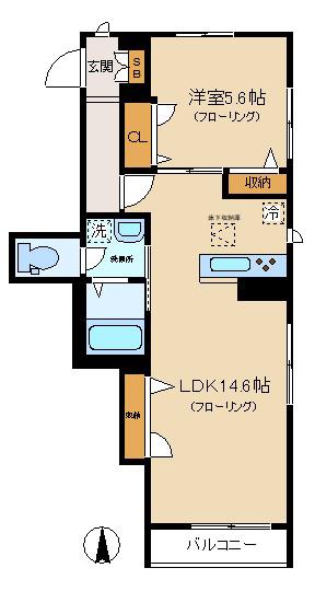 PEAR(1LDK/1階)の間取り写真