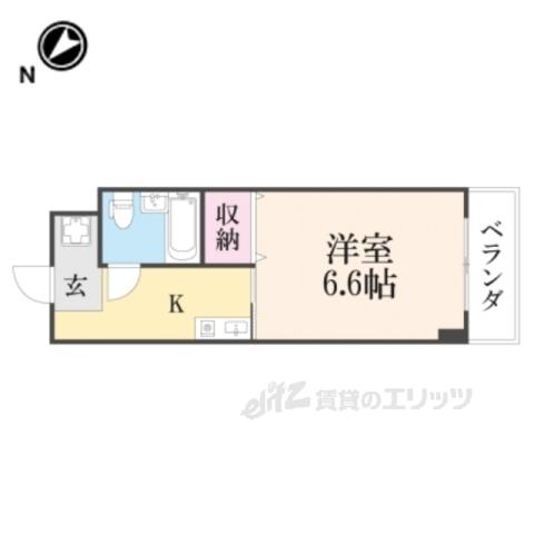 クローバーハイツⅠ(1K/1階)の間取り写真