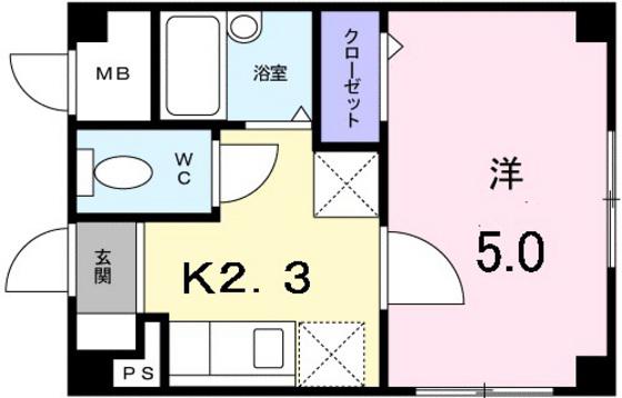 ミニョン中央(1K/1階)の間取り写真