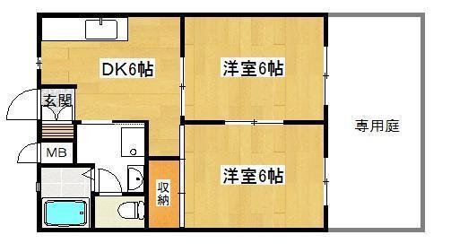 メゾンレヴェ(2DK/1階)の間取り写真