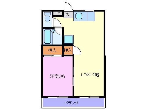 ラビットハウスアイディ(1LDK/1階)の間取り写真