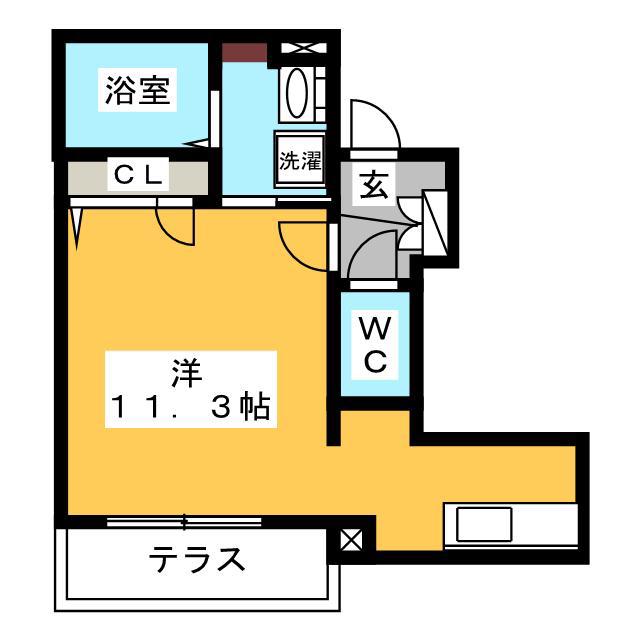 シャーメゾン華陽(ワンルーム/1階)の間取り写真