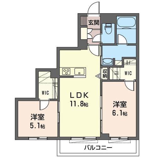 リュクス湘南(2LDK/2階)の間取り写真