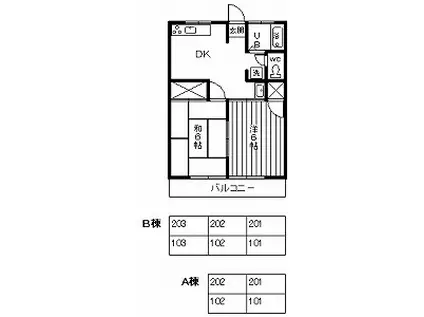 アークヒルズ小菅A棟(2DK/1階)の間取り写真