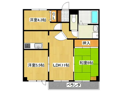 日映マンションIII(3LDK/7階)の間取り写真