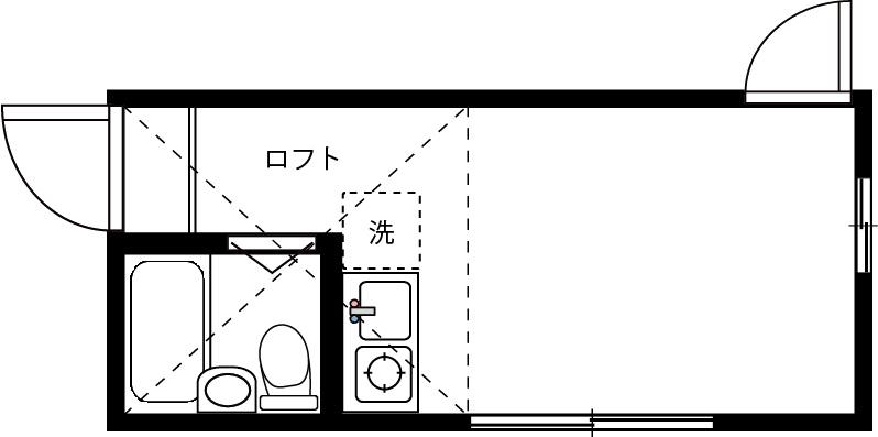 ドミシルAYA弐番館(ワンルーム/2階)の間取り写真