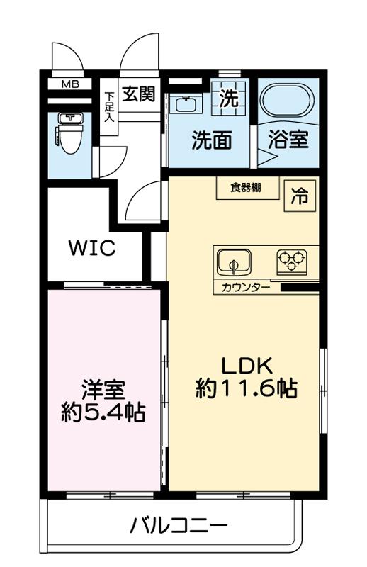 クレイン八景水谷(1LDK/2階)の間取り写真