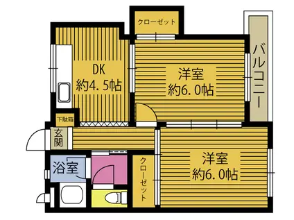 日吉コーポ(2DK/3階)の間取り写真