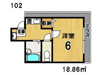 宇田ハイム(1K/1階)の間取り写真