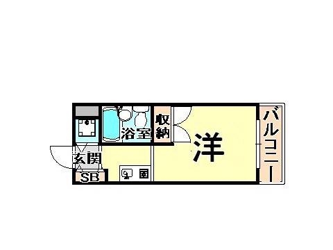 ジョイフル立花6(ワンルーム/2階)の間取り写真