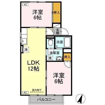 マスカレード(2LDK/2階)の間取り写真