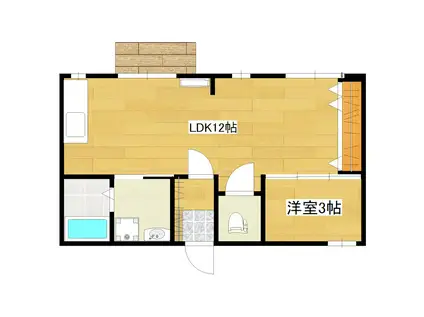 唐湊ハイツ(1LDK/1階)の間取り写真