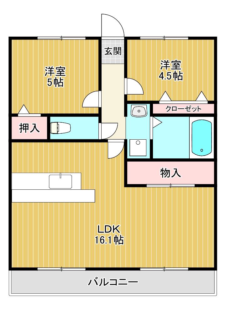 グレースコート香里園(2LDK/3階)の間取り写真