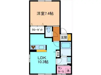SH・フォーレスSACHI(1LDK/2階)の間取り写真