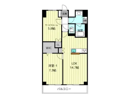 コートデルトゥール昭島 南棟(1SLDK/5階)の間取り写真