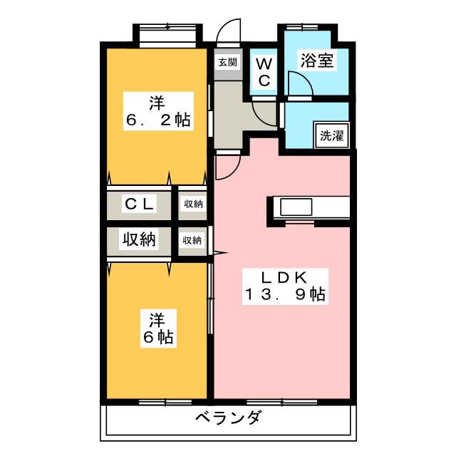 ウイングバード(2LDK/4階)の間取り写真